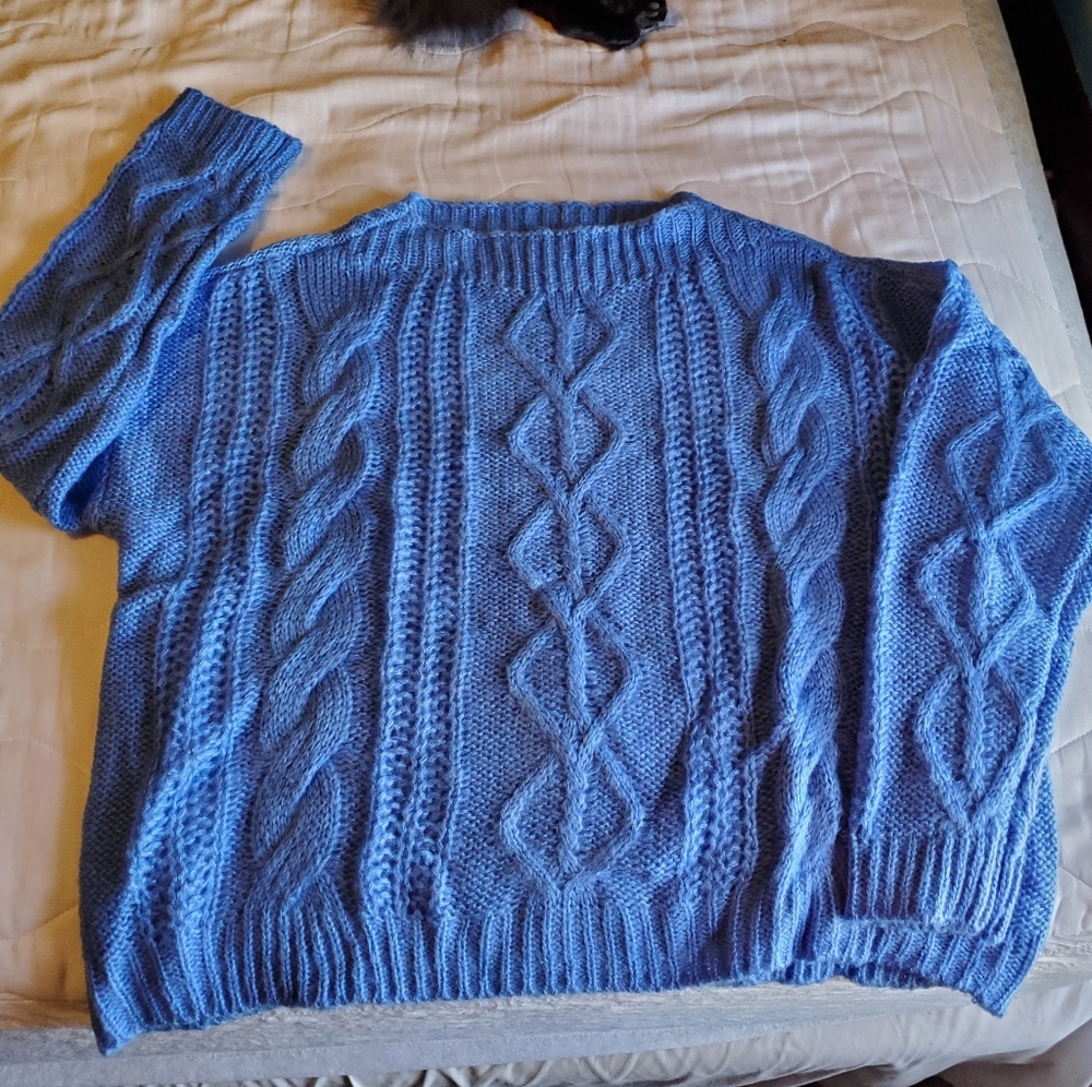 Cable knit boatneck sweater